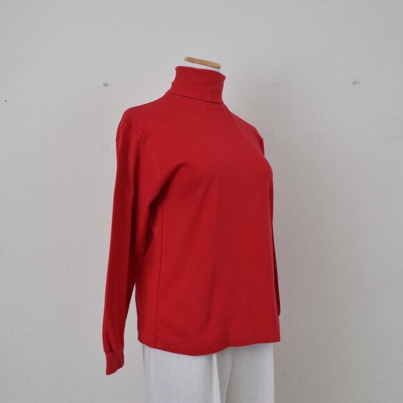 Vintage 90s Red Turtle Neck Cotton shirt |‎ size M - Picture 3 of 10